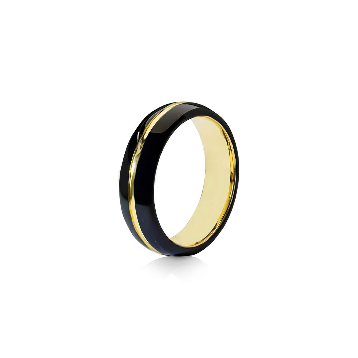 Tungsten ring sort & guld bred