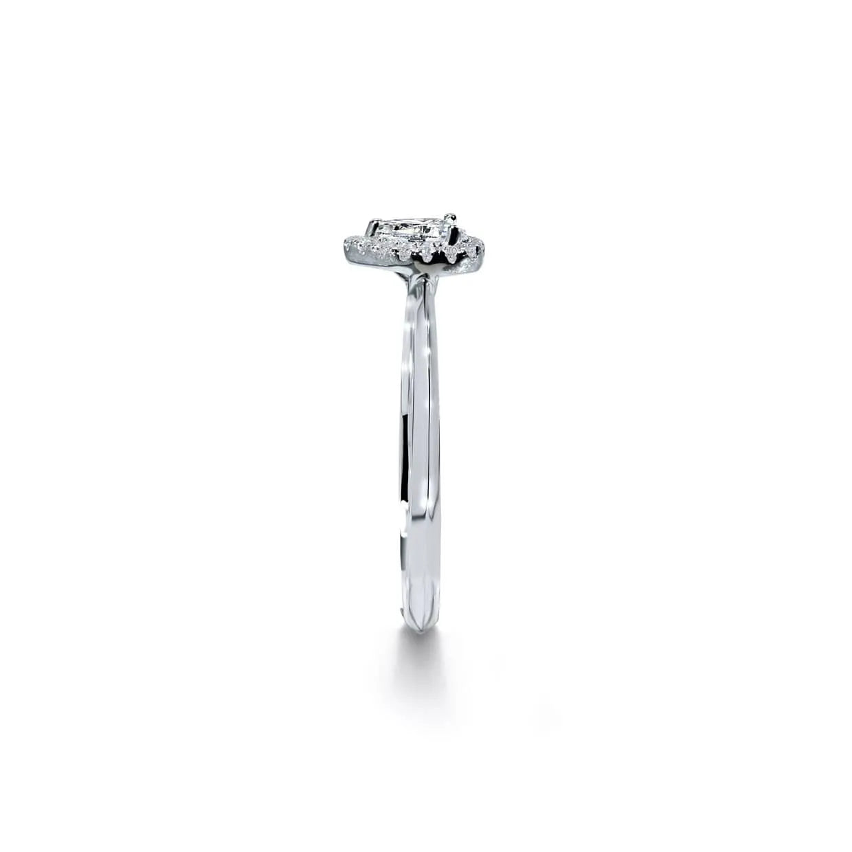 Oxford Silver Halo Pear Solitaire Ring