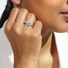 Oxford dobbelt halo ring med sten